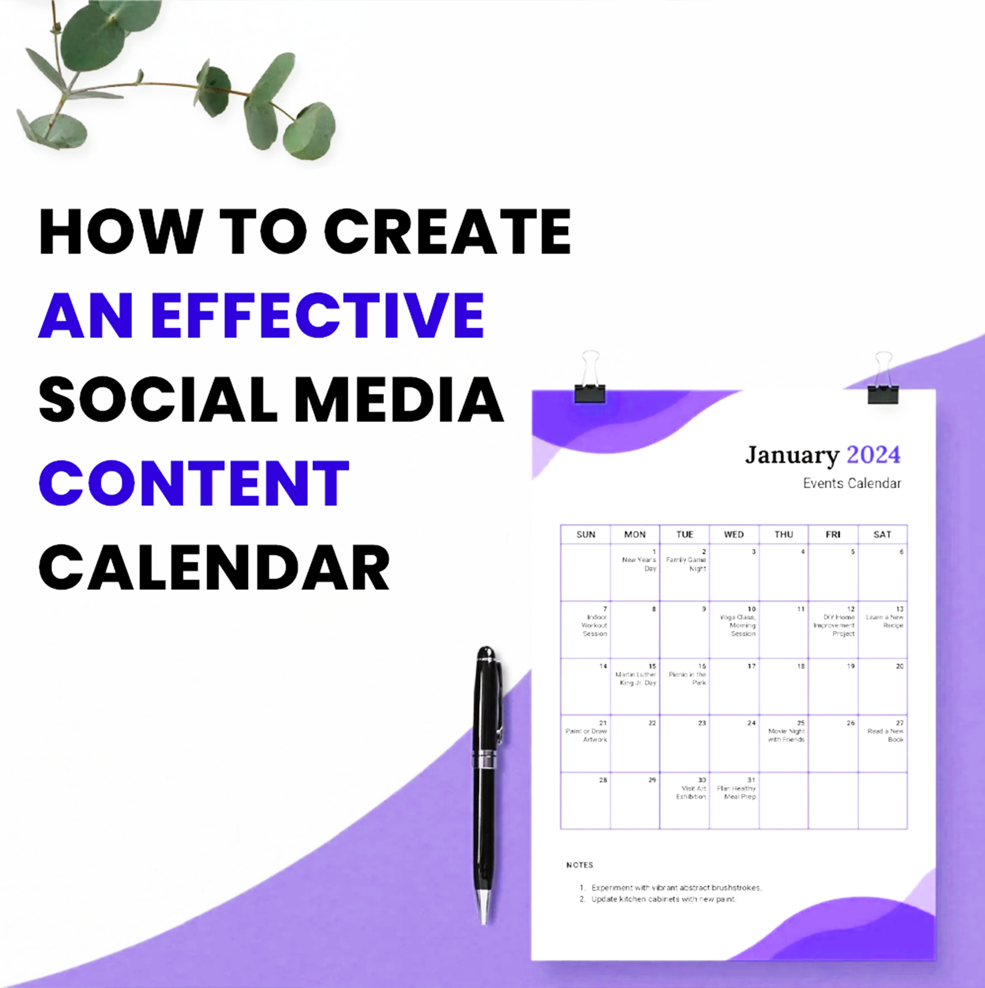 social media content calender